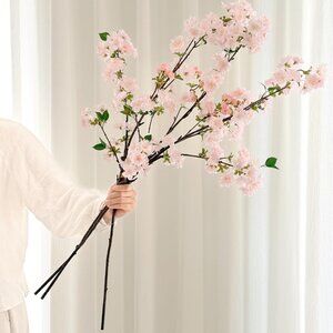 Light Pink Artificial Blossom Bouquet Silk Long Flowers Vases Table Home Decor